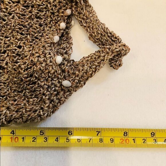 Macrame Purse Tote with Shell Detail - Picture 2 of 3